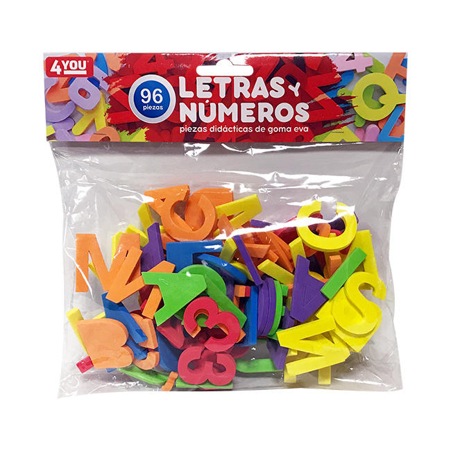 LETRAS Y NUMEROS GOMA EVA X 96 PIEZAS