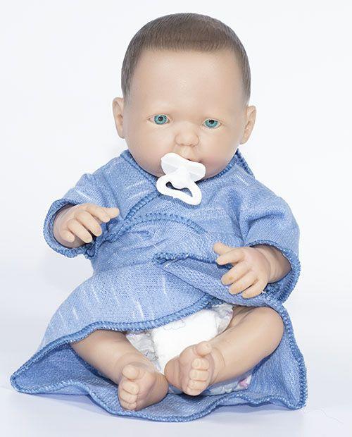 BEBE MINI CON MANTITA, PAÑAL Y CHUPETE 25CM