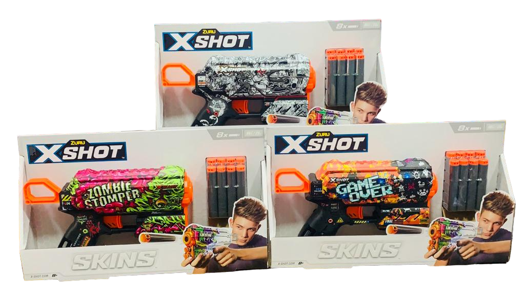 PISTOLA X-SHOT SKINS FLUX 8 DARDOS - SURTIDAS -
