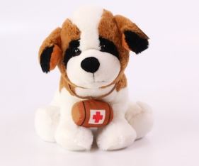 PERRO PELUCHE SENTADO C/BARRIL CH