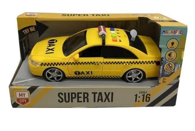 AUTO TAXI CON LUZ Y SONIDO GRANDE  EN CAJA 1:16
