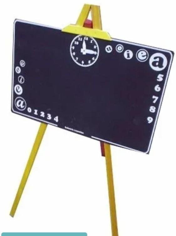 PIZARRA DE PIE TIZA NEGRA VOCALES NRO 4 RELOJ