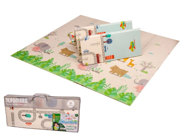 ALFOMBRA PLEGABLE REVERSIBLE CAMINOS - ANIMALES 200X180