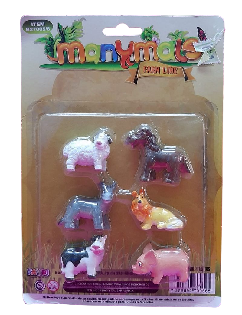 ANIMALES DE GRANJA X 6 EN BLISTER MANYMALS