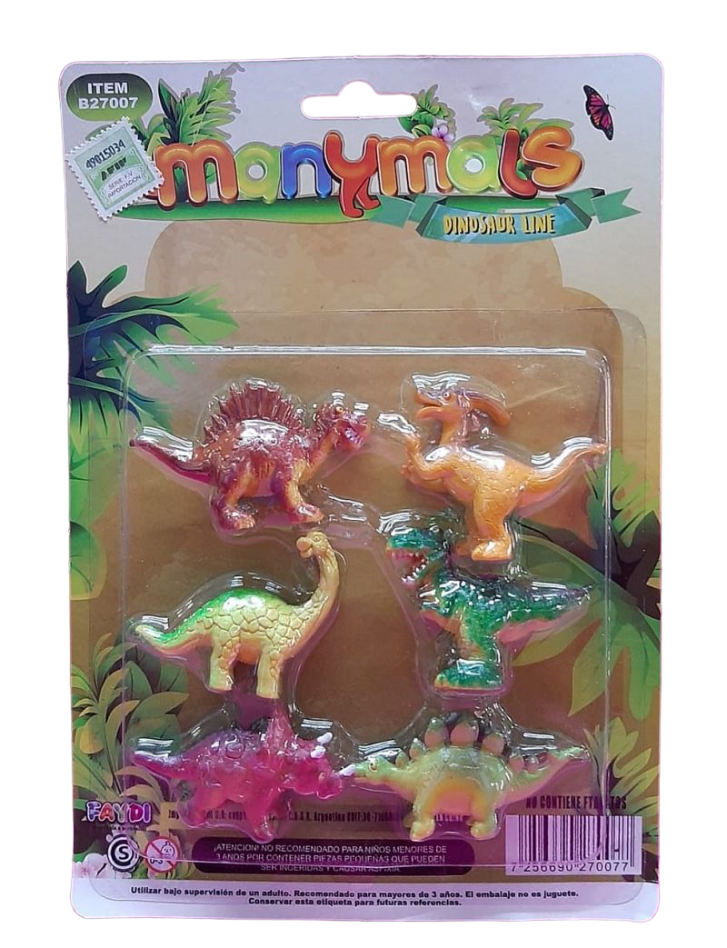 DINOSAURIOS X 6 EN BLISTER MANYMALS