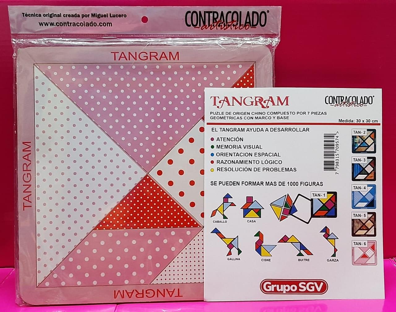 TANGRAM MADERA GRANDE - COLORES SURTIDOS - EN BOLSA