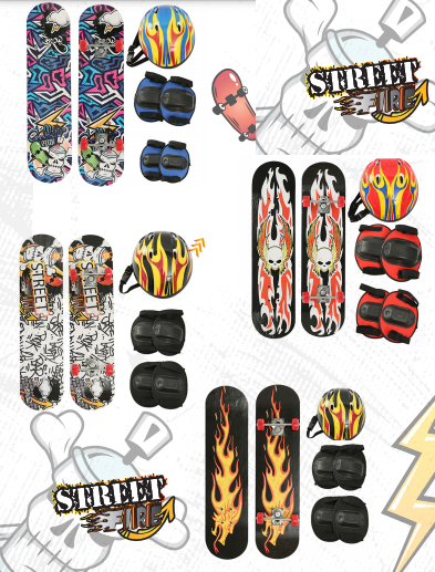 COMBO SKATE GRANDE C/ CASCO Y RODILLERAS - MODELOS SURTIDOS - (10104)