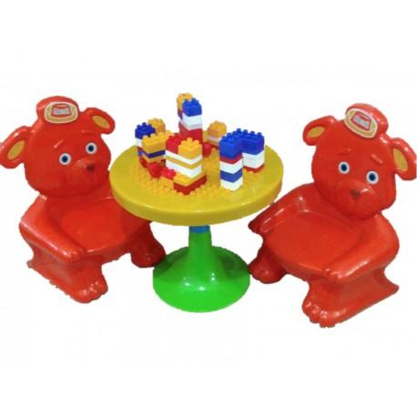 JUEGO DE MESA CONSTRUCCION C/SILLAS