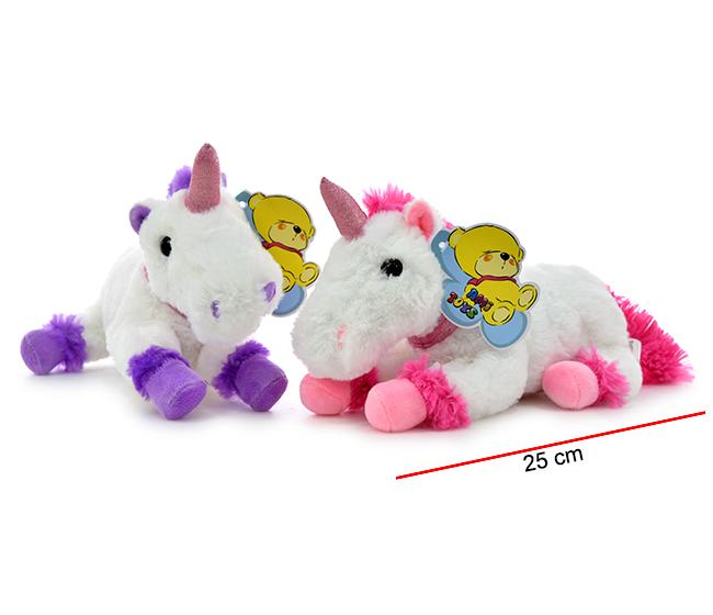 UNICORNIO PELUCHE  ECHADO 10´´ - COLORES SURTIDOS -