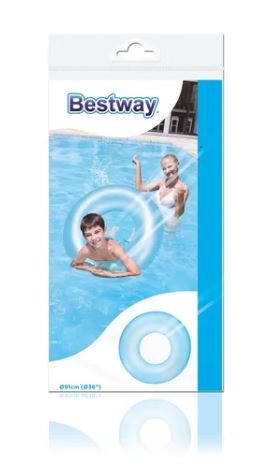SALVAVIDA INFLABLE LISO 91CM - COLORES SURTIDOS -