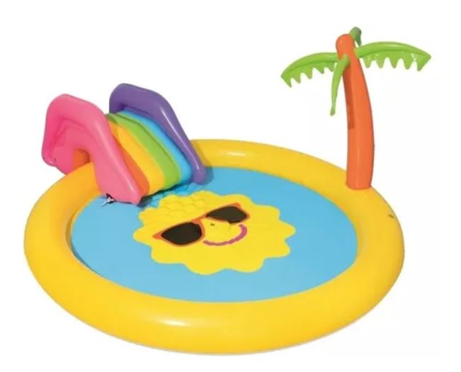 PILETA INFLABLE CON TOBOGAN Y JUEGOS 237CM