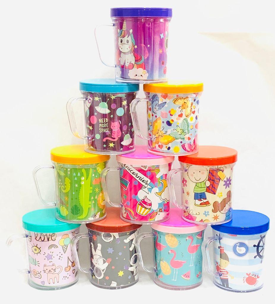 TAZA CON TAPA CON DIBUJOS - MODELOS SURTIDOS -