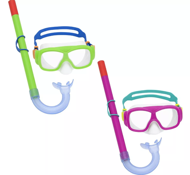 SET DE MASCARA CON SNORKEL EN BOLSA +7 AÑOS - 2 COLORES