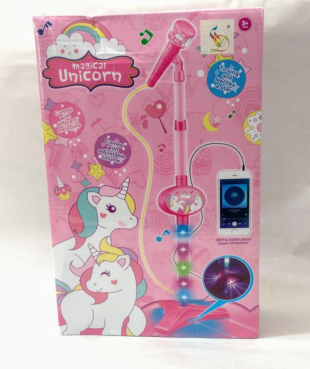 MICROFONO DE PIE ROSA UNICORNIO
