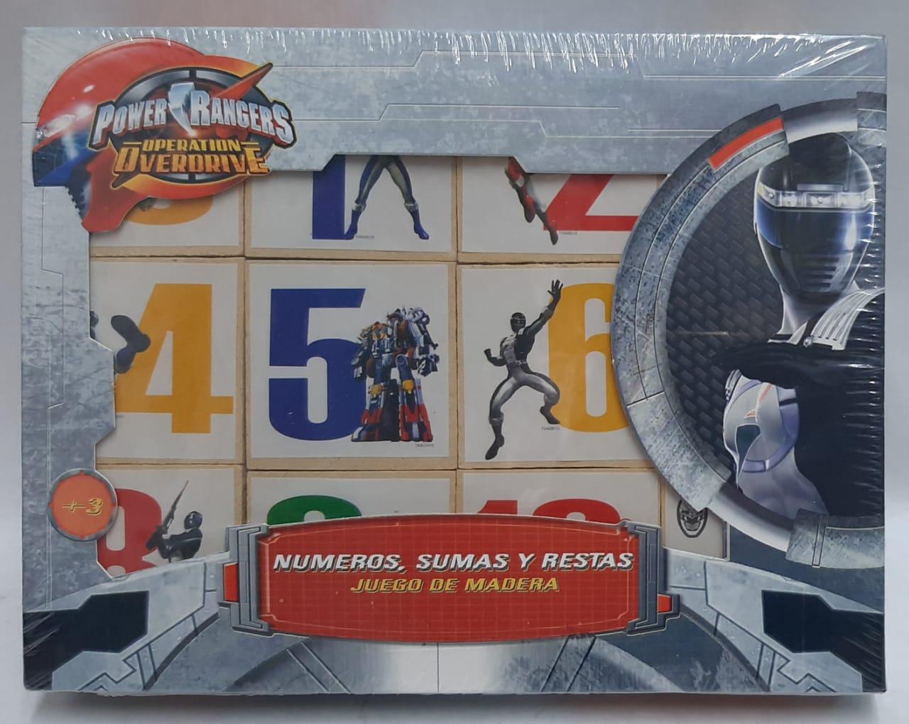 NUMEROS SUMAS Y RESTAS MADERA POWER RANGERS