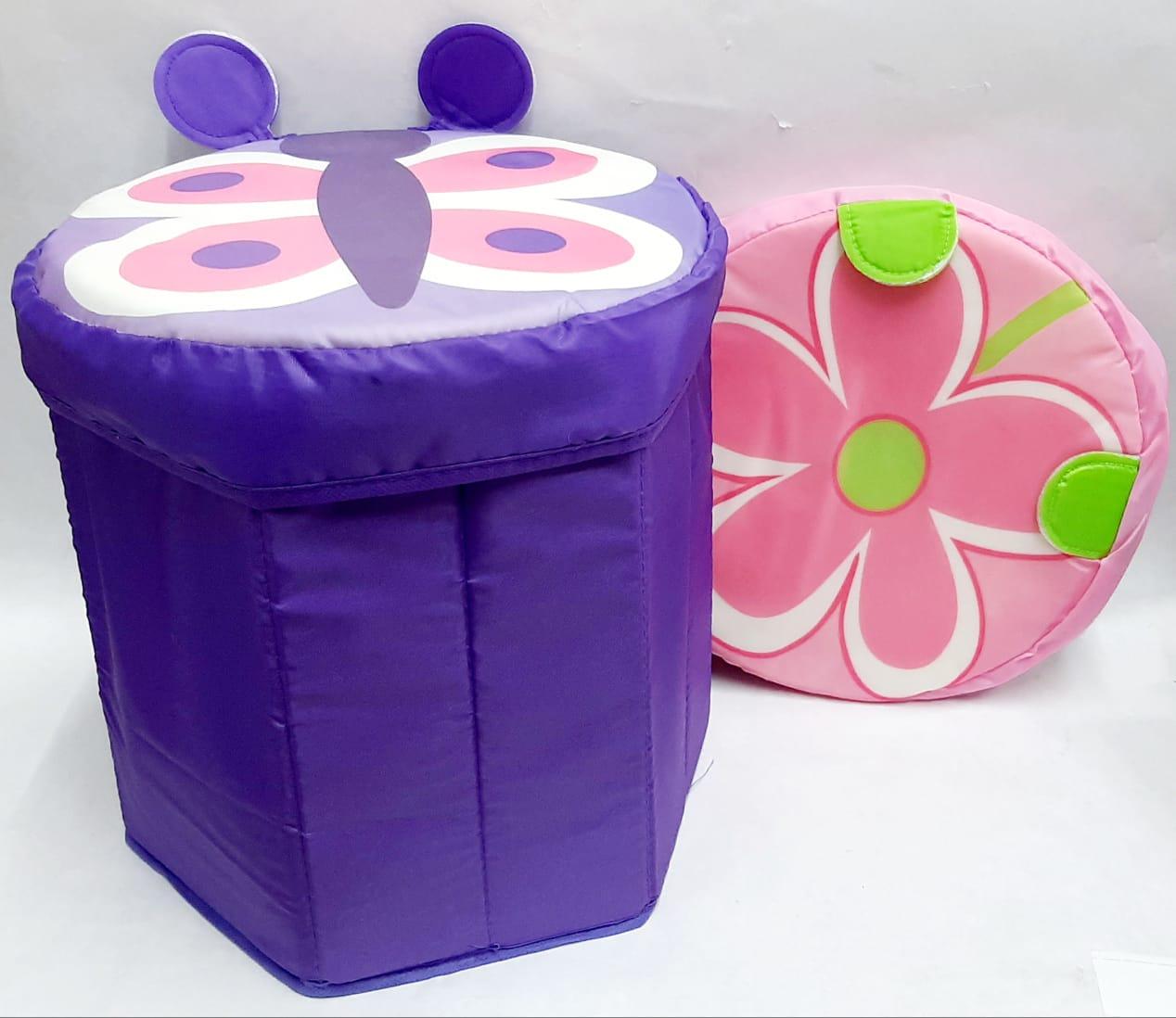 CESTO PLEGABLE BANQUITO - MARIPOSA - FLOR