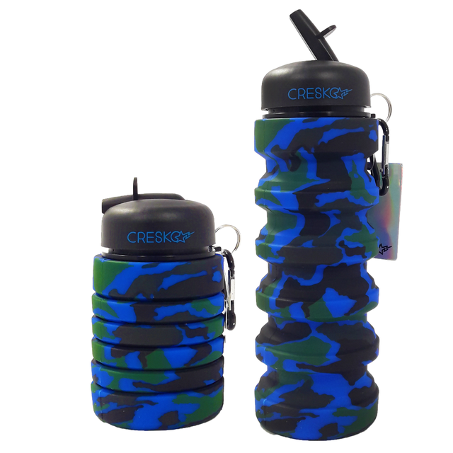 BOTELLA PLEGABLE CAMUFLADA AZUL