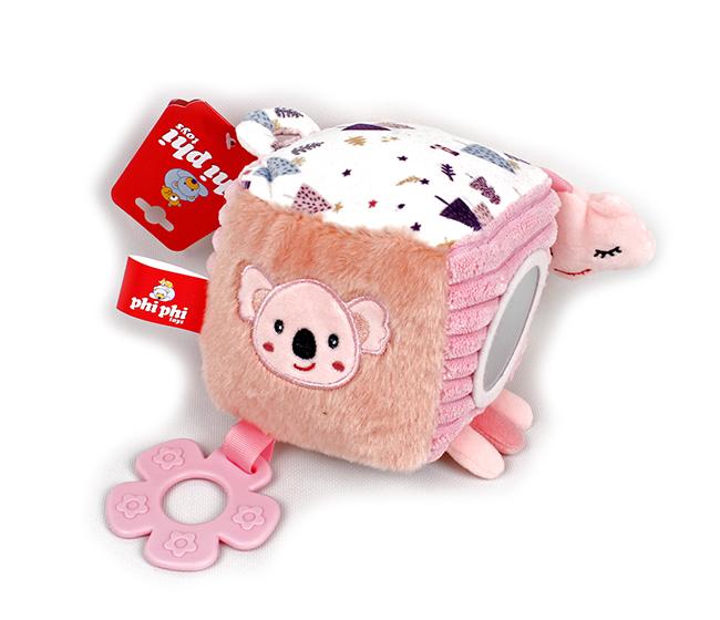 CUBO SONAJERO DIDACTICO ROSA - CELESTE