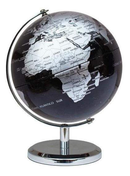GLOBO TERRAQUEO 14CM NEGRO Y PLATA