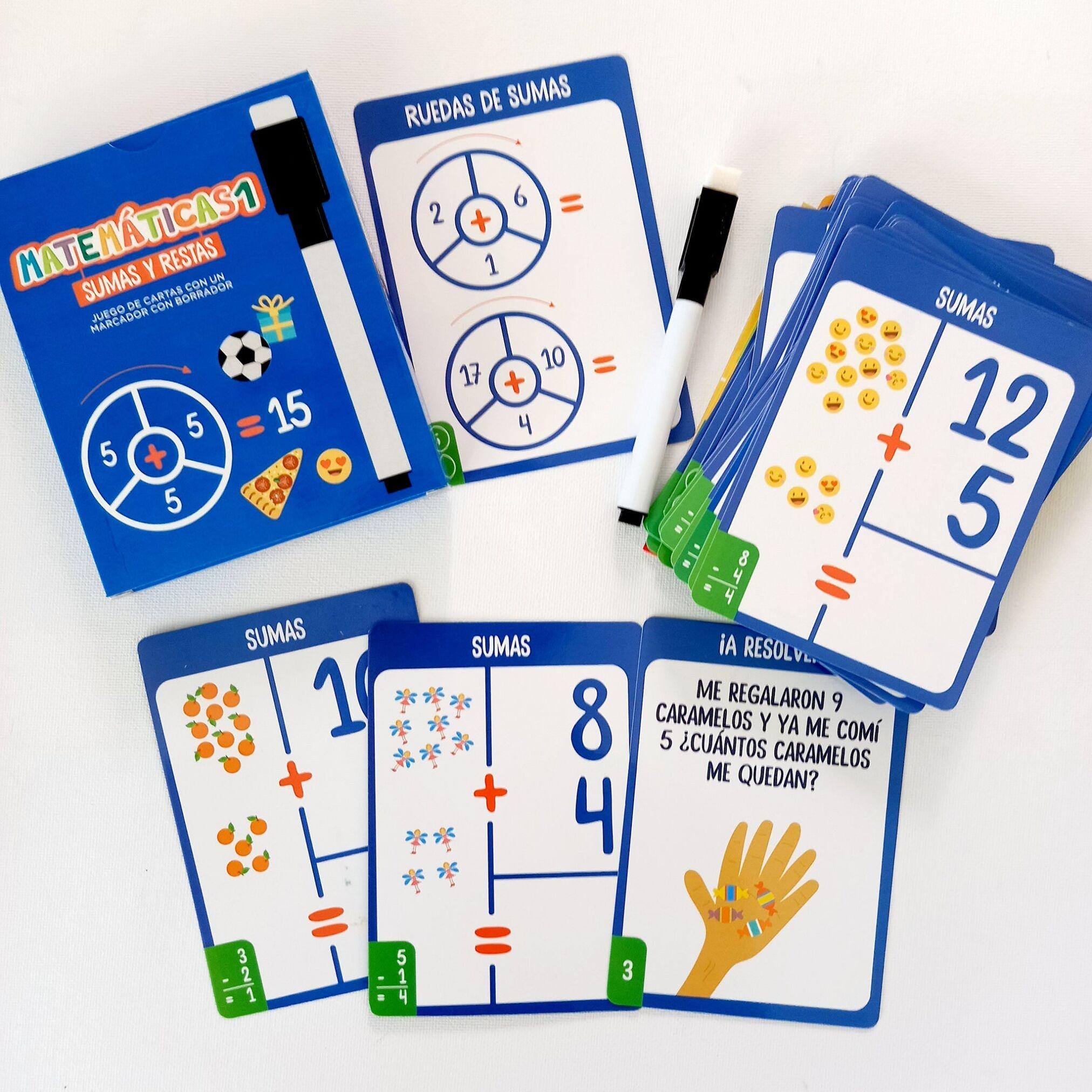 CARTAS SUMAS Y RESTAS  CON MARCADOR