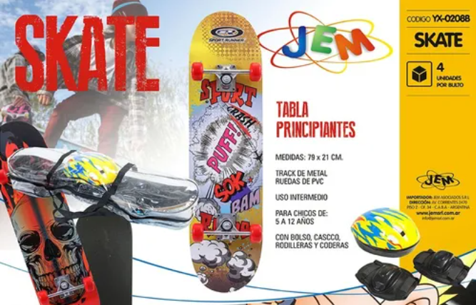COMBO SKATE CON RODILLERA, CODERA Y CASCO