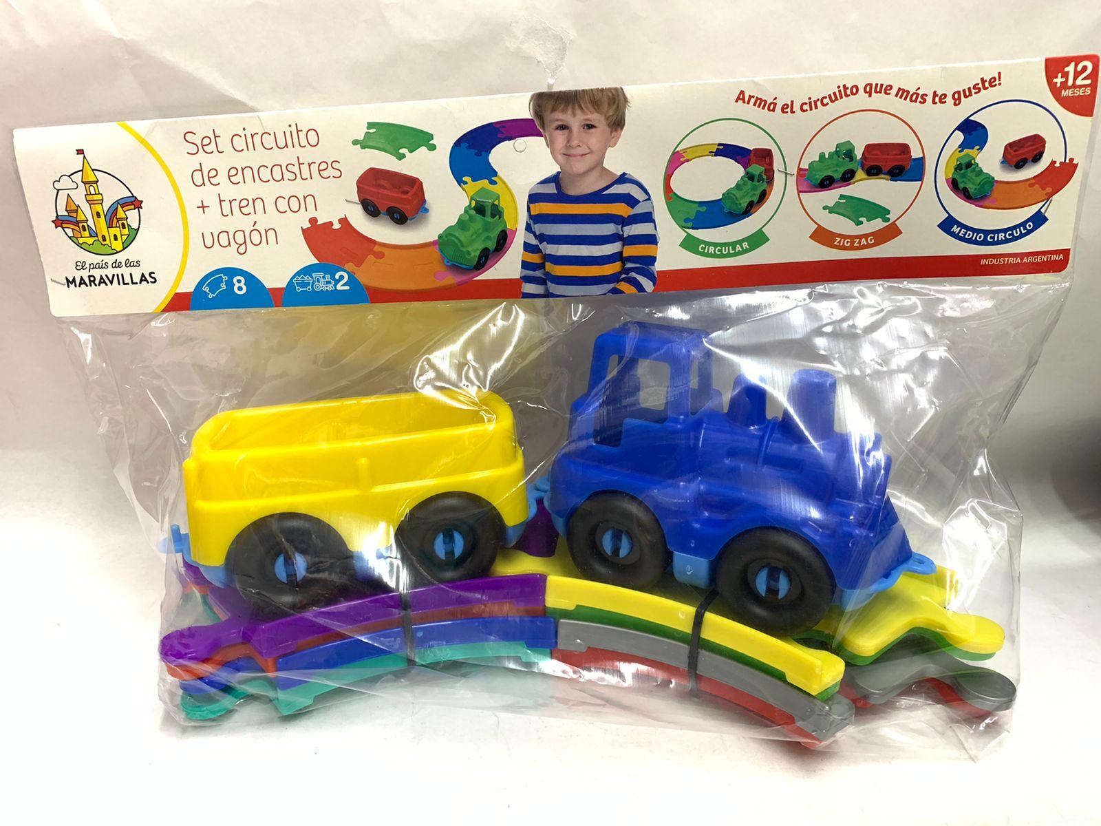 TREN CON VAGON  CON PISTA ENCASTRE