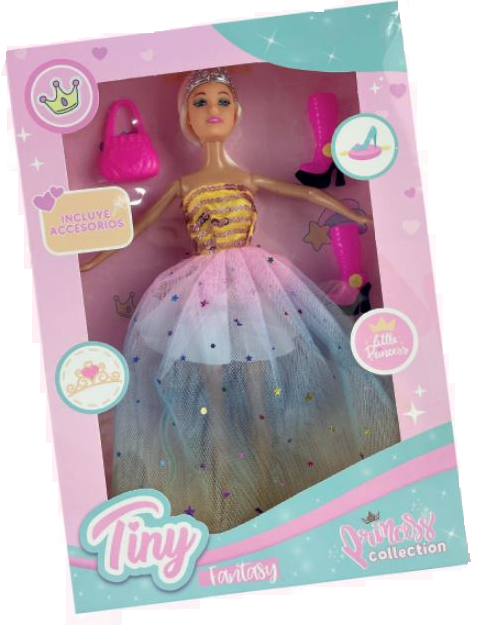 MUÑECA TINY FLACA CON VESTIDO Y ACCESORIOS