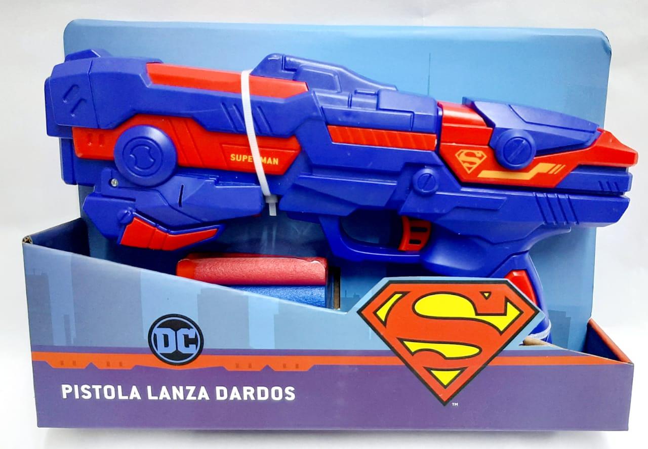 PISTOLA LANZA DARDOS SUPERMAN CCON LUZ EN CAJA