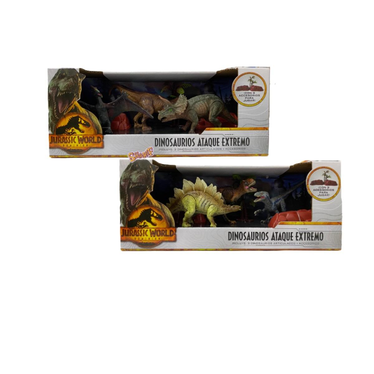 JURASSIC WORLD ATAQUE EXTREMO DINOSAURIOS X3 - MODELOS SURTIDOS