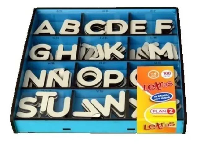LETRAS EN CAJA 108 PZS MADERA