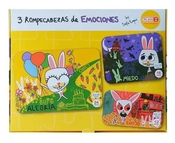 3 ROMPECABEZAS EMOCIONES 12,16,24 PZS