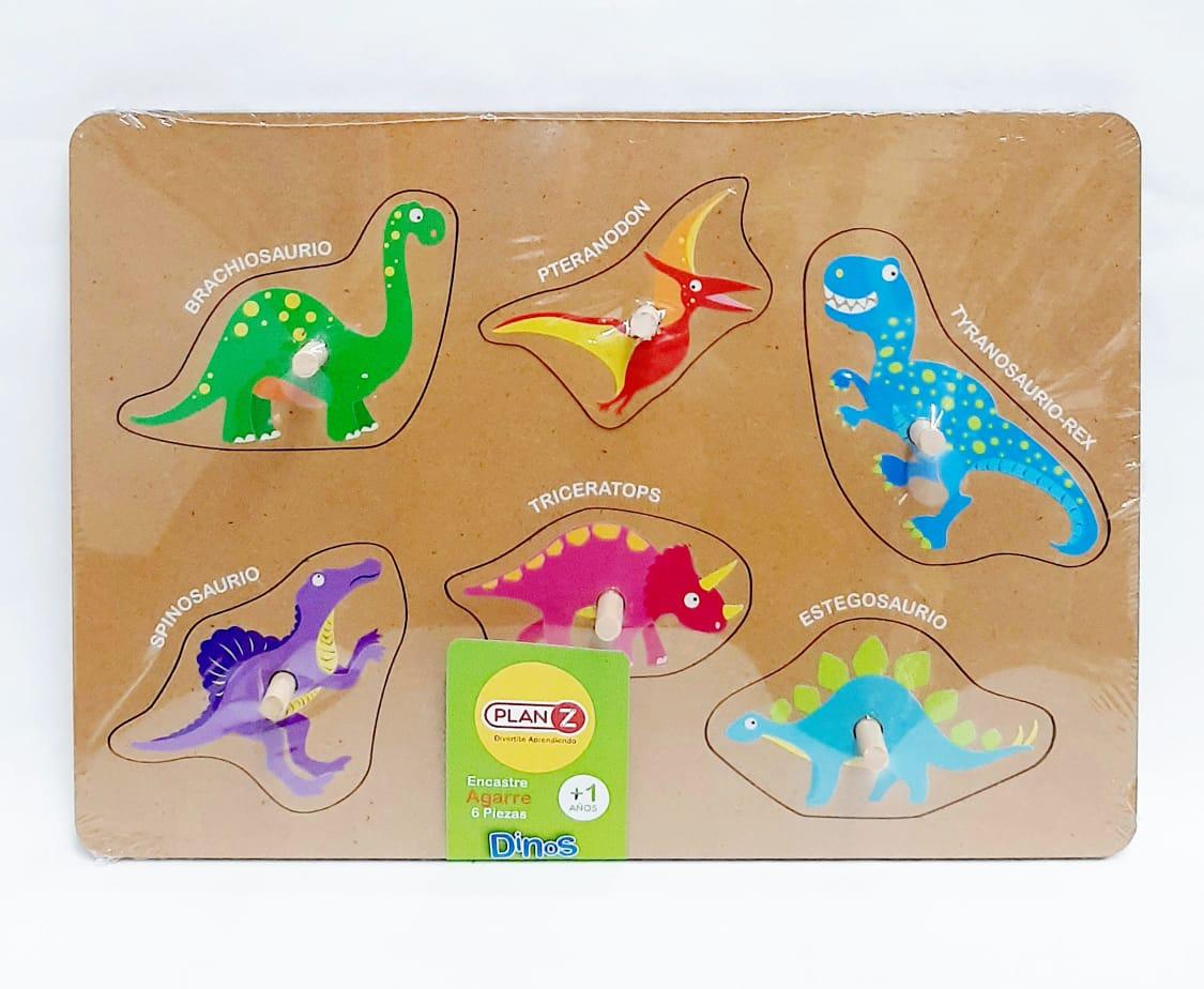 ENCASTRE DINOSAURIOS AGARRE 6PZS MADERA