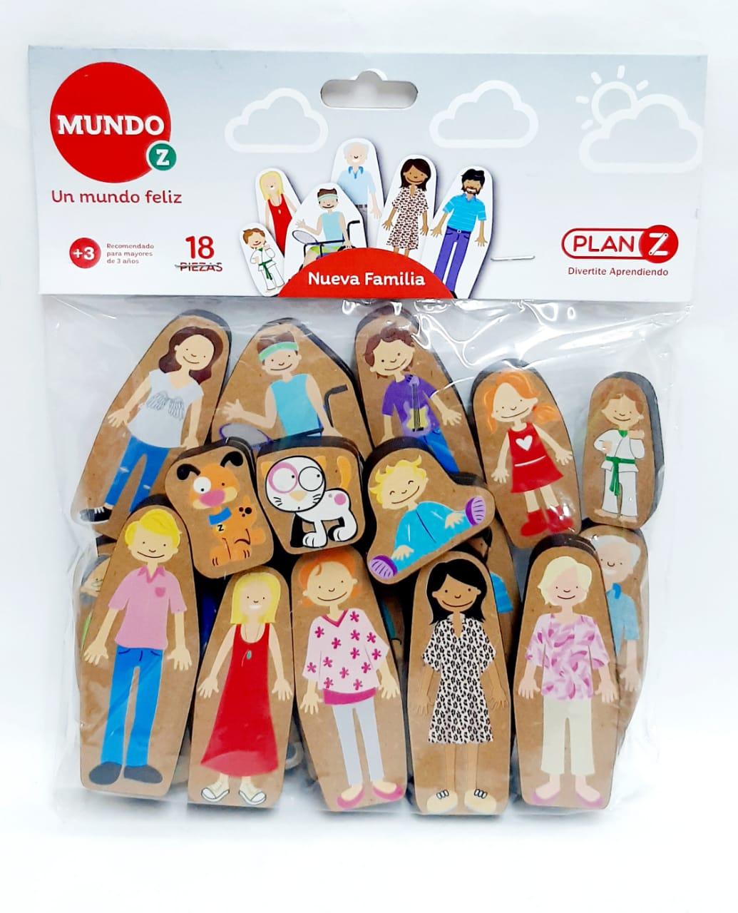 FAMILIA DE MADERA 18 PIEZAS EN BOLSA