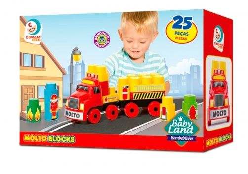 CAMION BOMBERO CON BLOQUES X 25 PIEZAS MOLTO