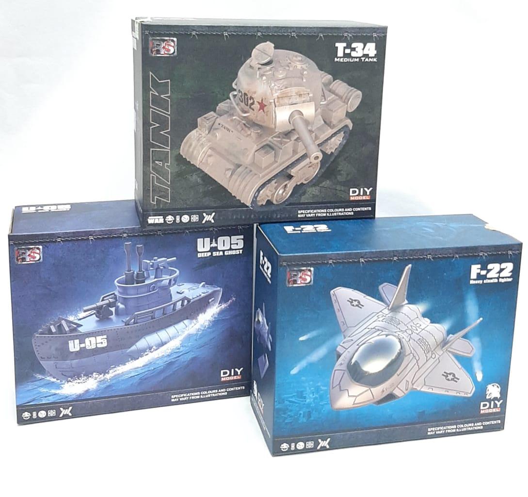 MAQUETA PARA ARMAR AVION, TANQUE, BARCO