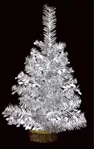 MINI ARBOL DE NAVIDAD INVIERNO 80 CM BLANCO CON PLATA BASE TRONCO