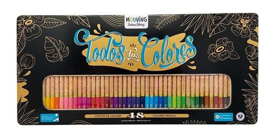 LAPICES DE COLORES X 48 PIEZAS EN LATA MOOVING