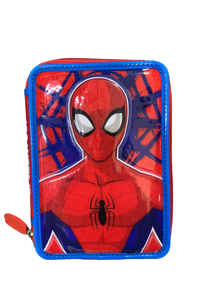 CARTUCHERA CANOPLA 1 PISO PVC SPIDERMAN CON UTILES