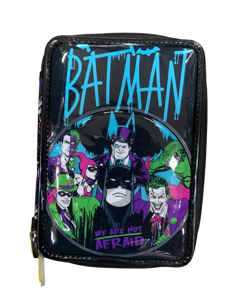 CARTUCHERA CANOPLA 2 PISOS PVC BATMAN CON UTILES