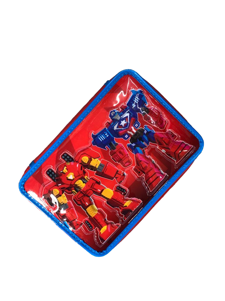 CARTUCHERA CANOPLA 1 PISO PVC AVENGERS CON UTILES
