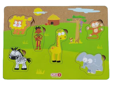 ENCASTRE SIMPLE ANIMALES SALVAJES 6 PIEZAS MADERA