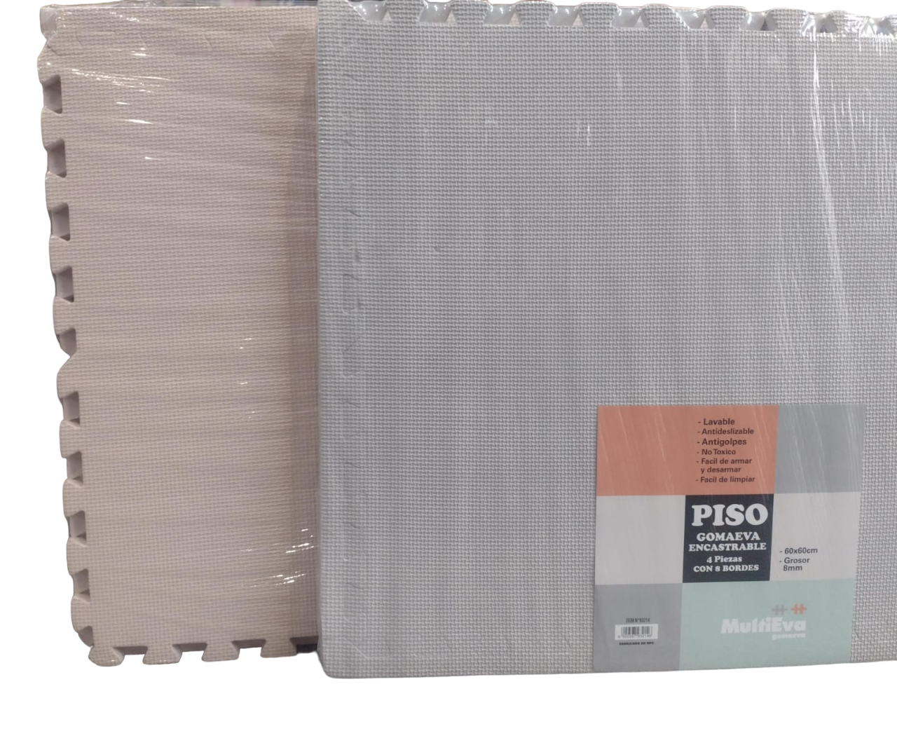 PISO GOMA EVA 60X60 8MM 4 PIEZAS CON BORDES - 2 COLORES