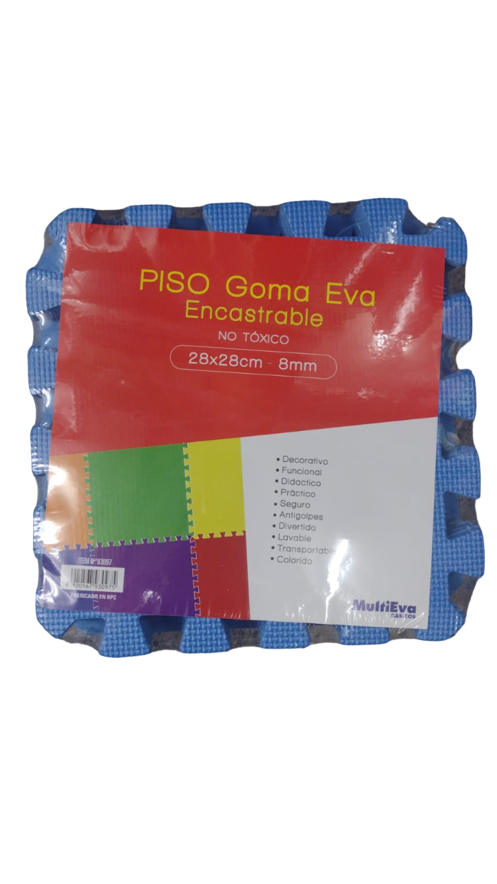 PISO DE GOMA EVA X9 LISO 8MM - 6 COLORES