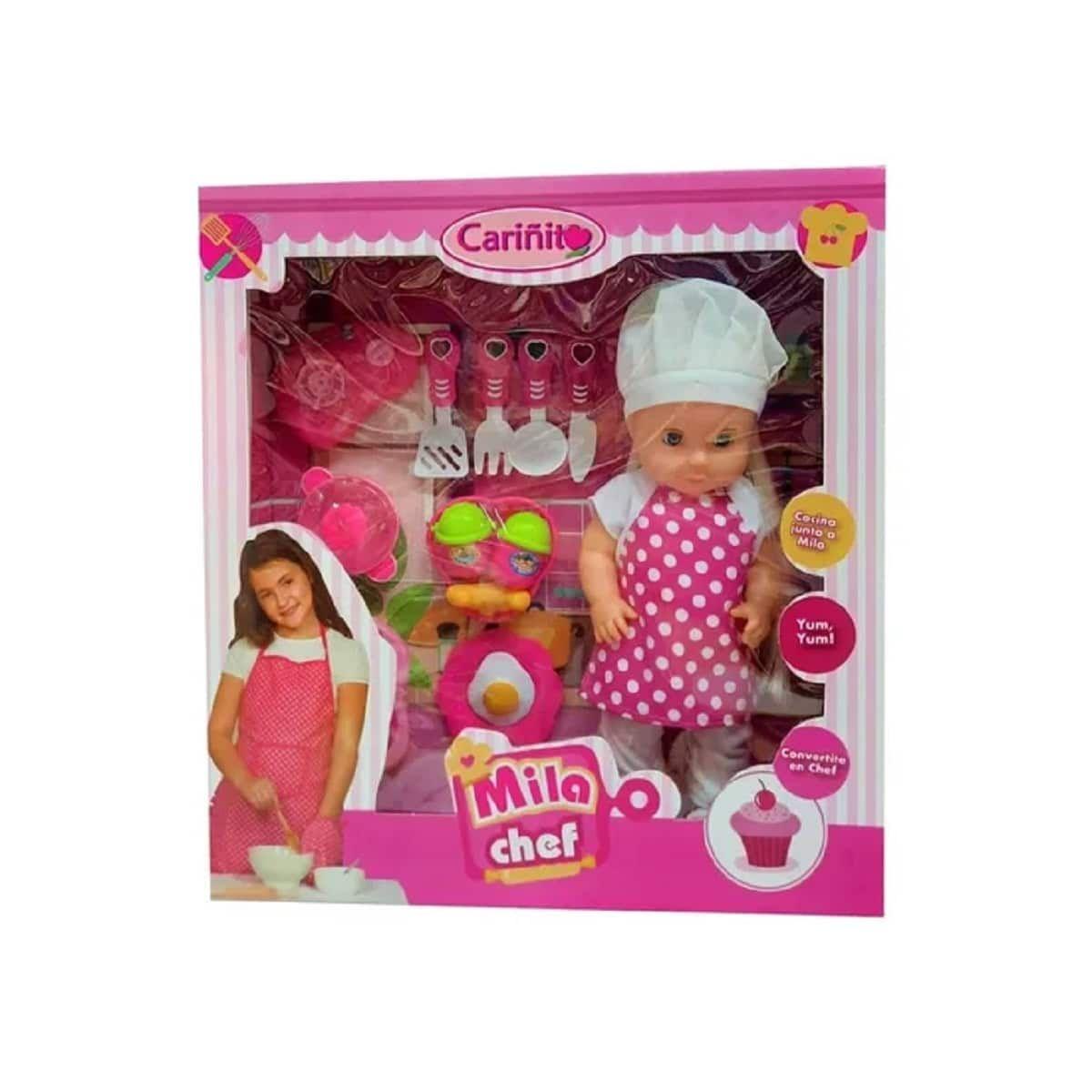 MUÑECA MILA CHEF CON ACCESORIOS DE COCINA