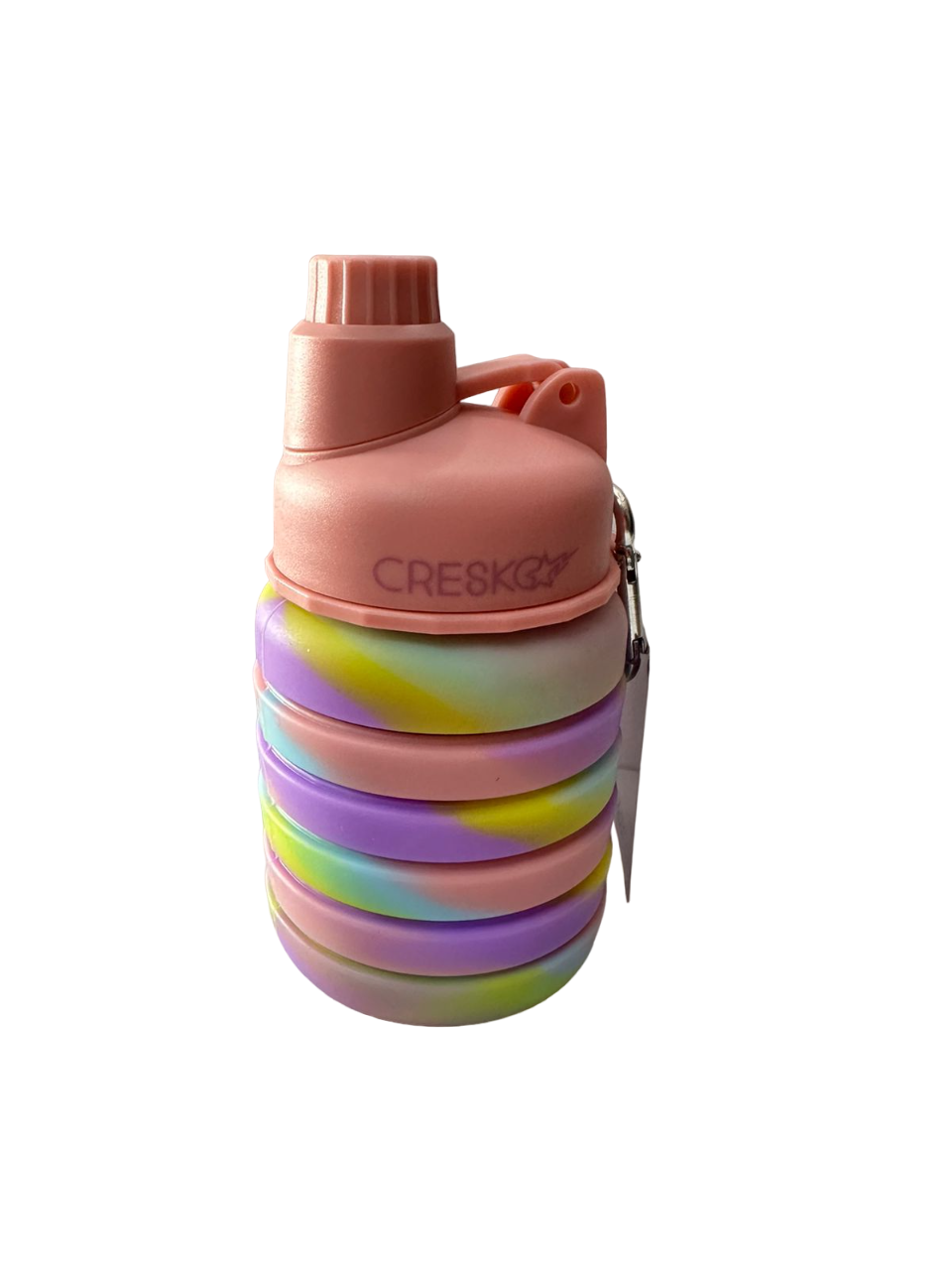 BOTELLA SILICONA PLEGABLE ROSA CON PICO
