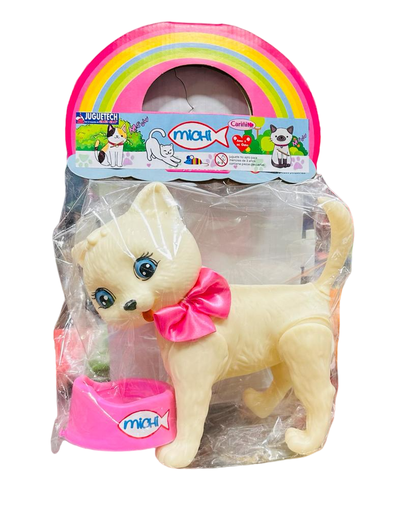 GATO MICHI CON PLATO EN BOLSA