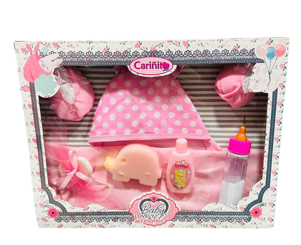 SET PARA BEBE CON MAMADERA LOVELY EN CAJA