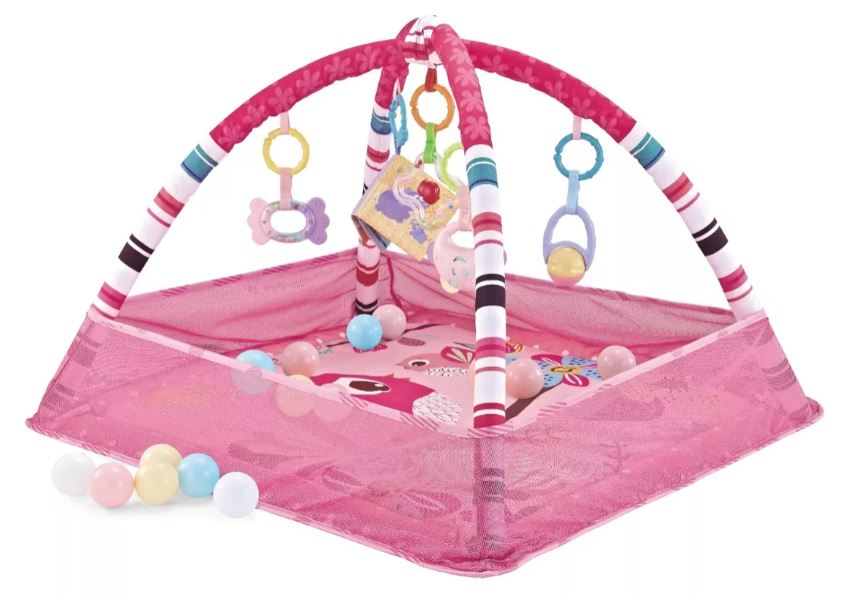 GIMNASIO PELOTERO BEBE CON 18 PELOTAS EN BOLSA - ROSA