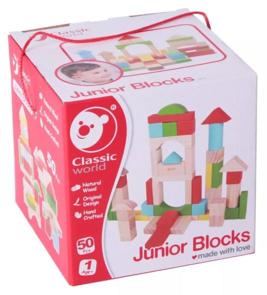 BLOQUES MADERA JR 50 PIESAS EN CAJA