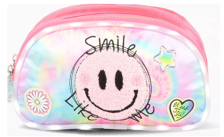 CARTUCHERA 2 CIERRES SMILE CON LUZ - 2 COLORES
